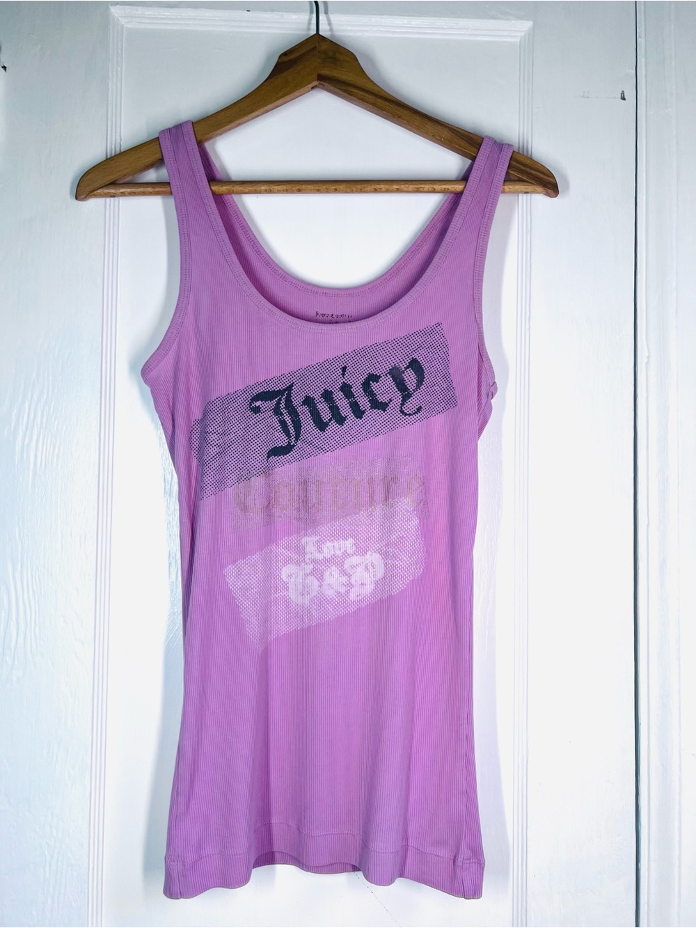 Vintage Juicy Couture Women's Pink Logo Long Tank Top Size Medium